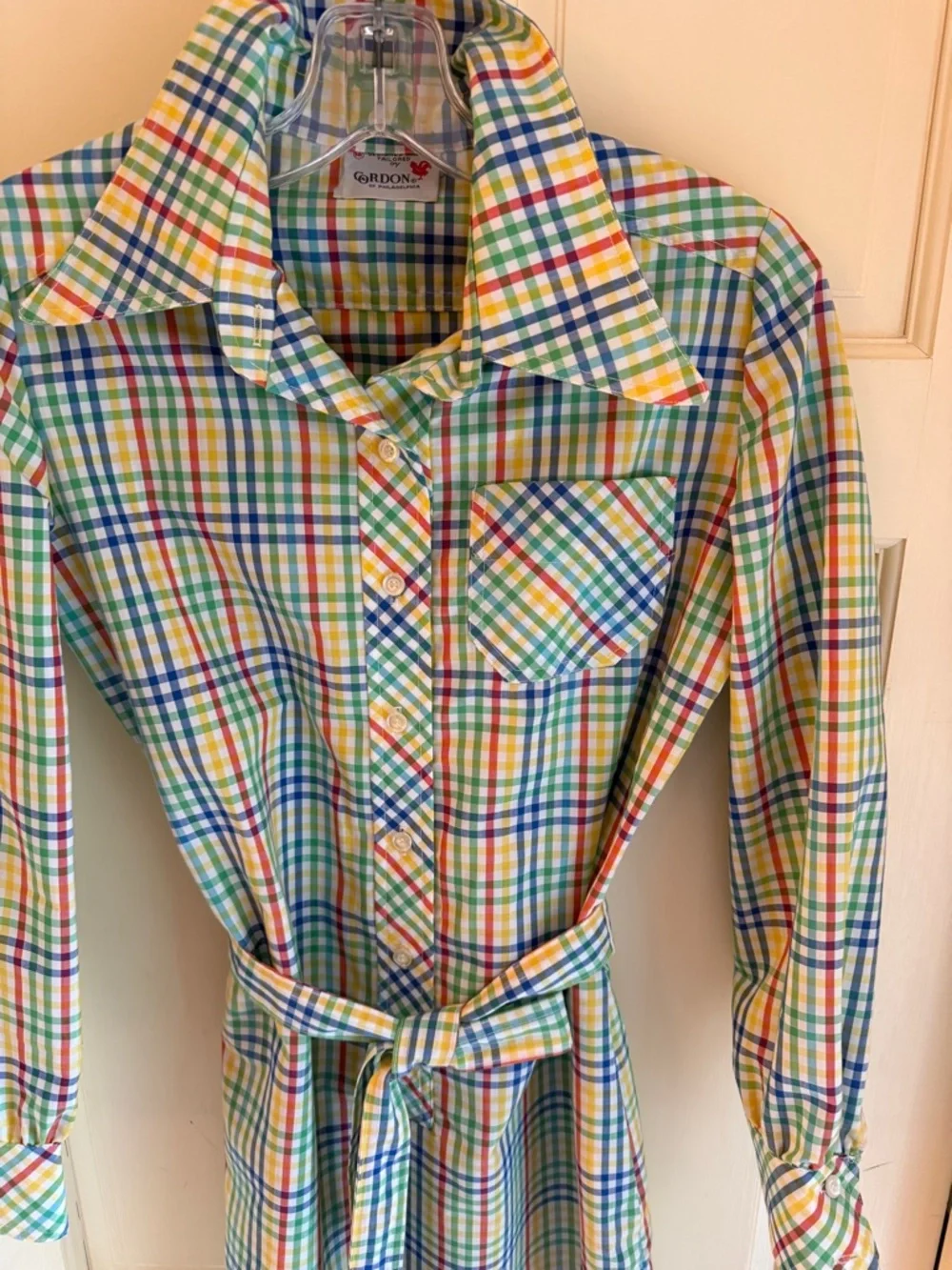 Colorful Multi-Check Button-Down Shirt Dress - Picture 2 of 5